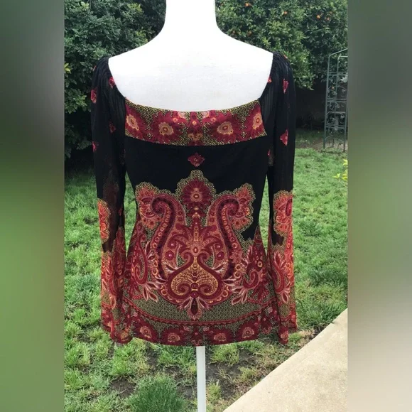 ❌SOLD! ❌ Paisley Long Sleeve Hippie Style Top - Picture 1 of 8